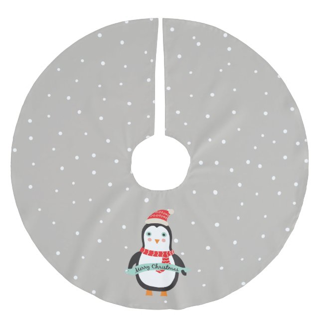 Pesonalized Cute Little jul Penguin   Julgransmatta Borstad Polyester (Framsidan)