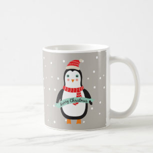Pesonalized gullig lite julpingvin kaffemugg