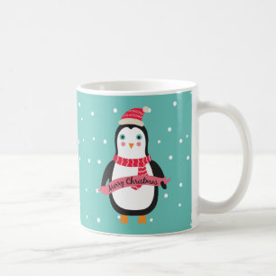 Pesonalized gullig lite julpingvin kaffemugg