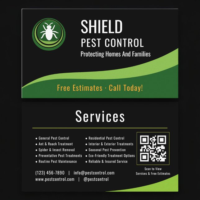 Pest Control Service QR Code Professional Visitkort (Skapare uppladdad)