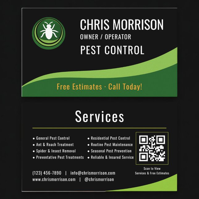 Pest Control Service QR Code Visitkort (Skapare uppladdad)