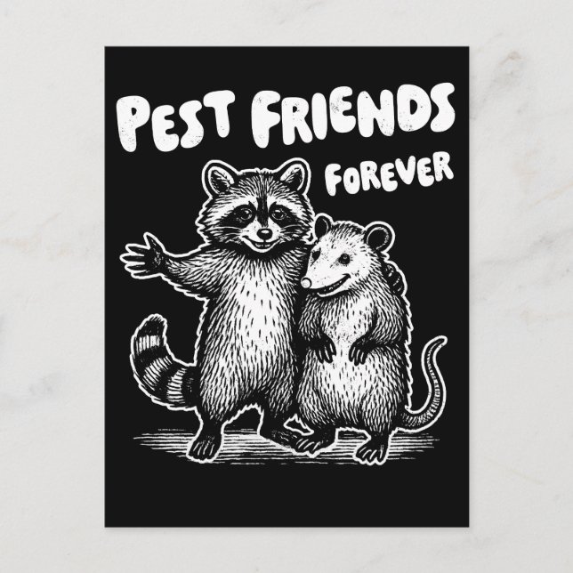 Pest Friends For White Print Helg Vykort (Framsida)