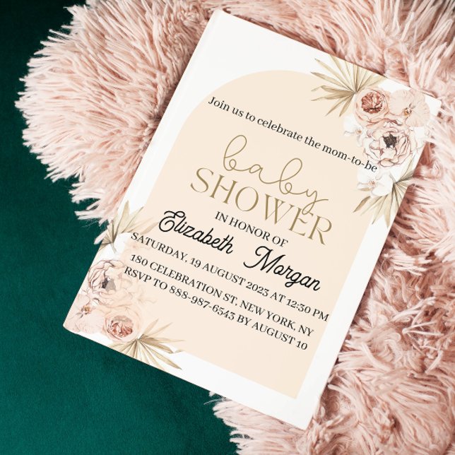 Pestal akvarell med blommor Trädgård Baby Shower Inbjudningar (Skapare uppladdad)