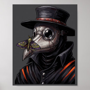 Pestdoktor gotisk cottagecore fjärils ansiktsmask poster