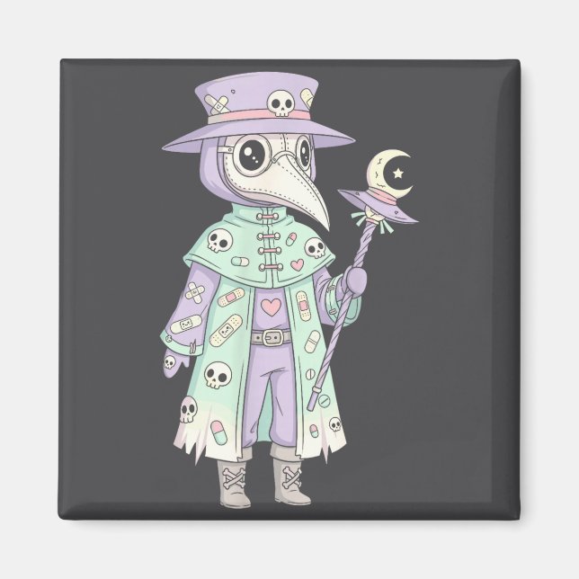 Pestdoktor gotisk pastell söt mal ansiktsmask ocku magnet (Framsidan)