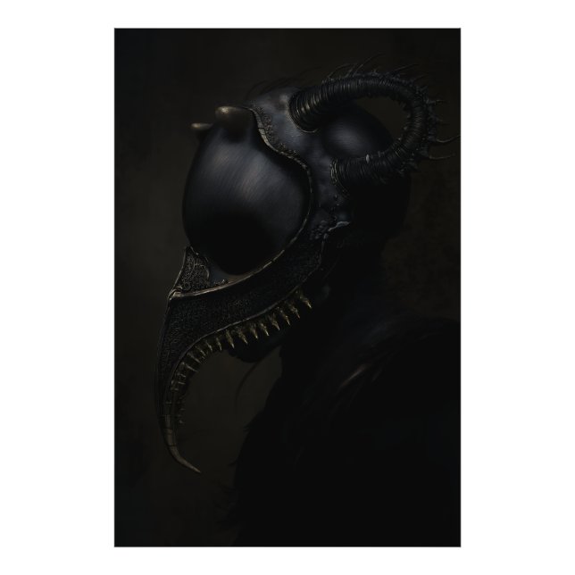 Pestdoktorsmask Obsidianhorn Skräck Fototryck (Framsidan)