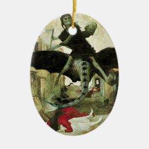 Pesten av Arnold Böcklin, Vintage symbolism Julgransprydnad Keramik