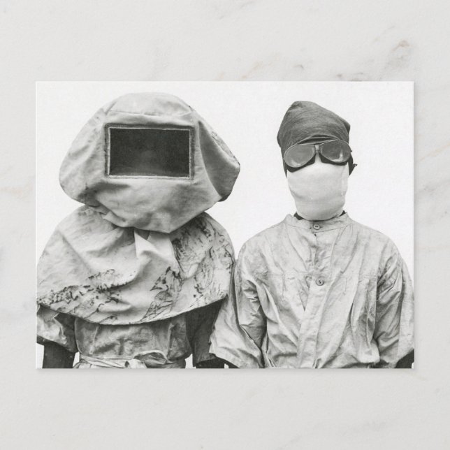 Pestexperimentmasker 1912 Manila Repro Vykort (Framsida)