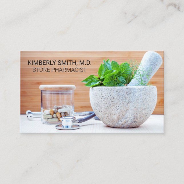 Pestle och Mortar | Medicin Visitkort (Framsida)