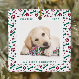 Pet 2 Hund Photo Tass avtryck Personlig jul Julgransprydnad Keramik