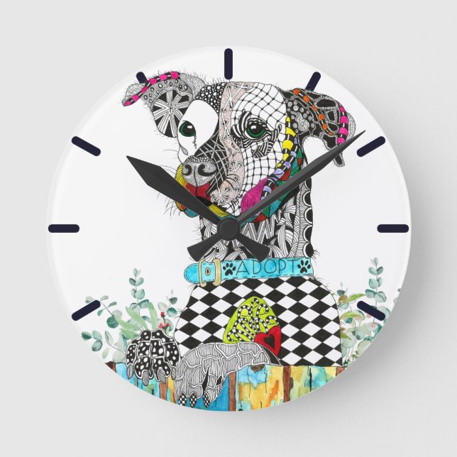 Pet Adoption Awareness and Rescue Clock Rund Klocka (Framsida)