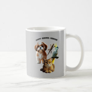 Pet Adoption med Hund, katt, fågel och ödla uran Kaffemugg