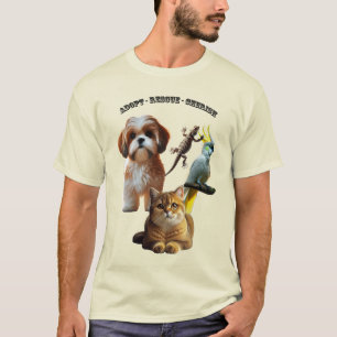 Pet Adoption med Hund, katt, fågel och ödla uran T Shirt