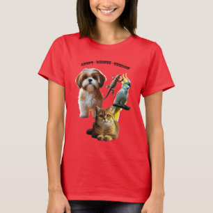 Pet Adoption med Hund, katt, fågel och ödla uran T Shirt