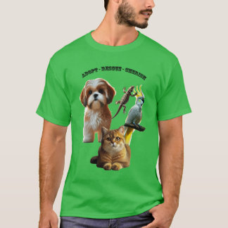Pet Adoption med Hund, katt, fågel och ödla uran T Shirt