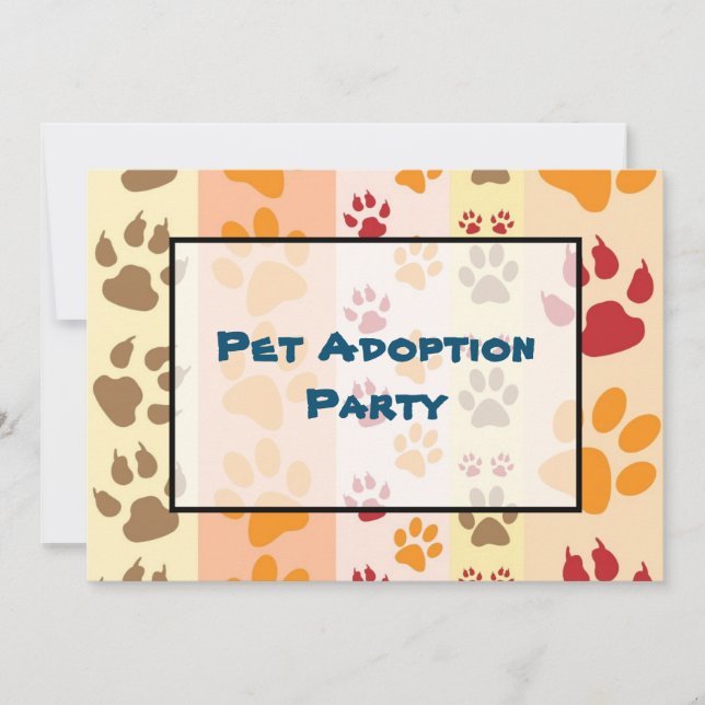 Pet Adoption Party Paw Skriv ut Mönster Inbjudningar (Framsida)