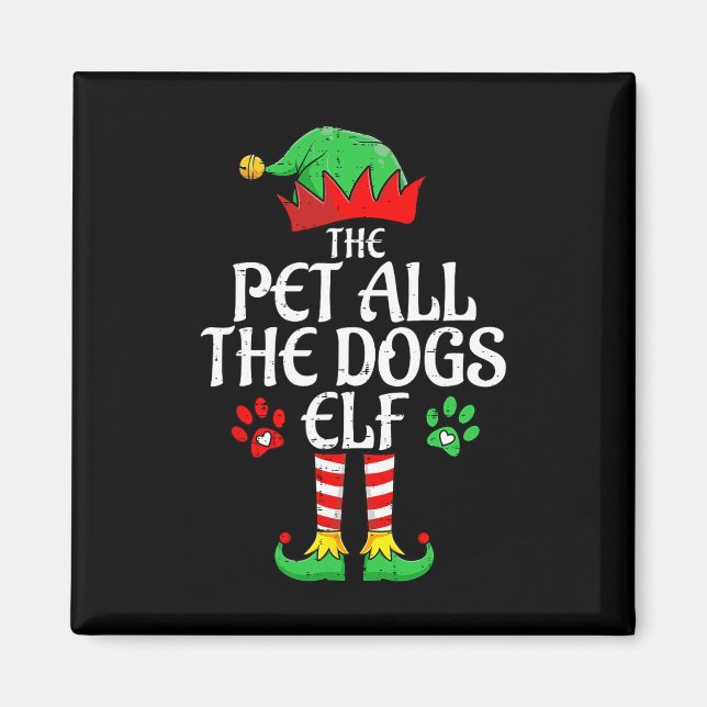 Pet all Hundar Elf Julafton matchande julfamn Magnet (Framsidan)