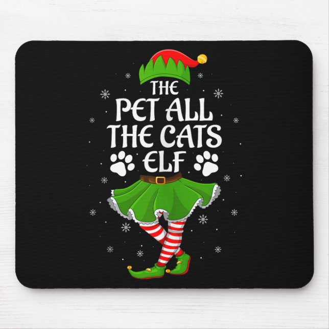 Pet All The Cats Elf Christmas Girls Women Elf Squ Musmatta (Framsidan)