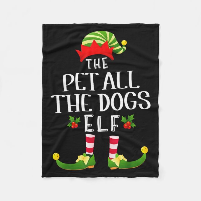 Pet All The Dogs Christmas Elf Matching Pajama X-m Fleecefilt (Framsidan)