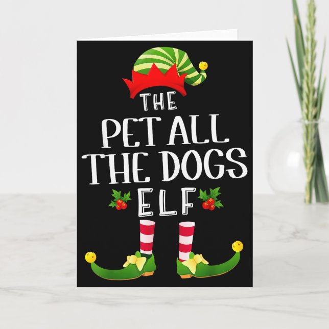 Pet All The Dogs Christmas Elf Matching Pajama X-m Kort (Framsida)