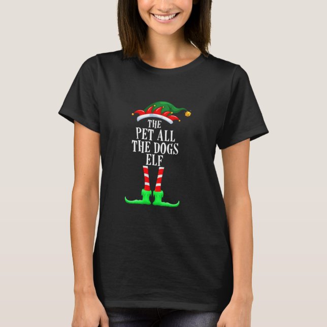 Pet All The Dogs Elf Family Matching Christmas T Shirt (Framsida)
