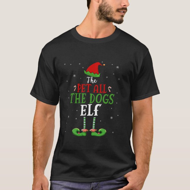 Pet All The Dogs Elf Matching Family Christmas Paj T Shirt (Framsida)
