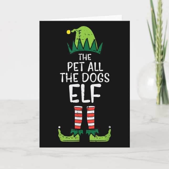Pet All The Dogs Elf Xmas Christmas For Family  Kort (Framsida)