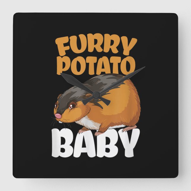 Pet Animal Hamster med potatis Fyrkantig Klocka (Framsida)