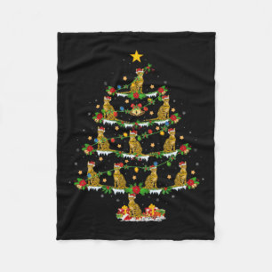 Pet Animal Julafton Ljus Santa Bengal Cat jul Fleecefilt