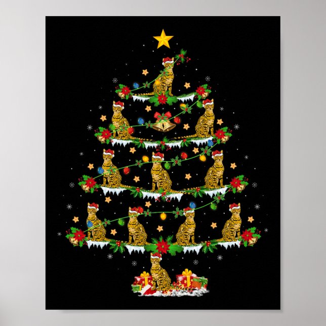 Pet Animal Julafton Ljus Santa Bengal Cat jul Poster (Framsidan)