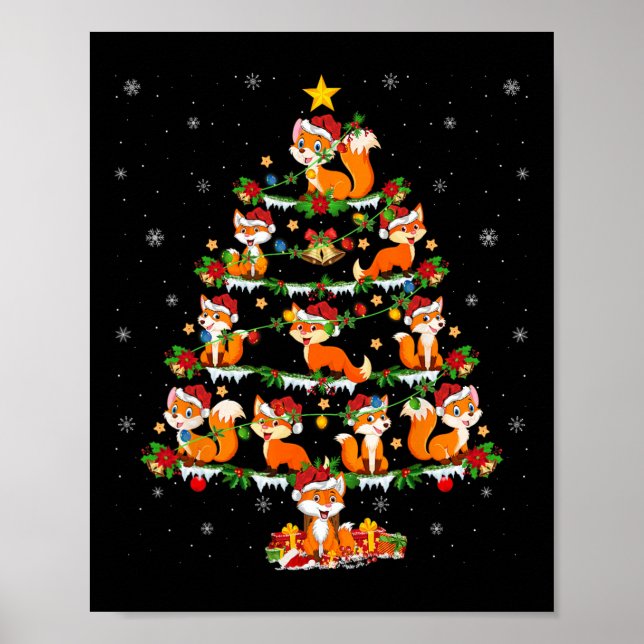 Pet Animal Julafton Ljus Santa Fox Julgran Poster (Framsidan)
