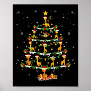 Pet Animal Julafton Ljus Santa Giraffe jul Tre Poster