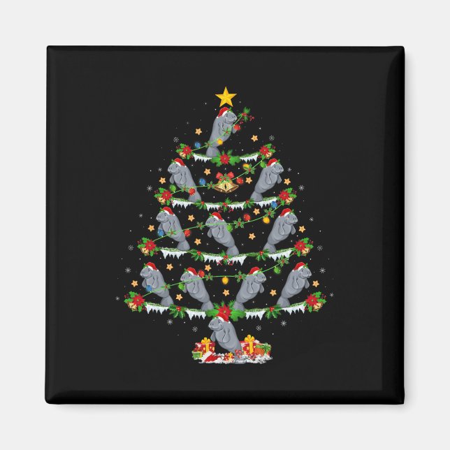 Pet Animal Julafton Ljus Santa Manatee jul Tre Magnet (Framsidan)