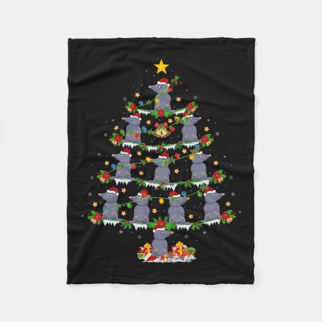 Pet Animal Julafton Ljus Santa Mole Julgran Fleecefilt (Framsidan)