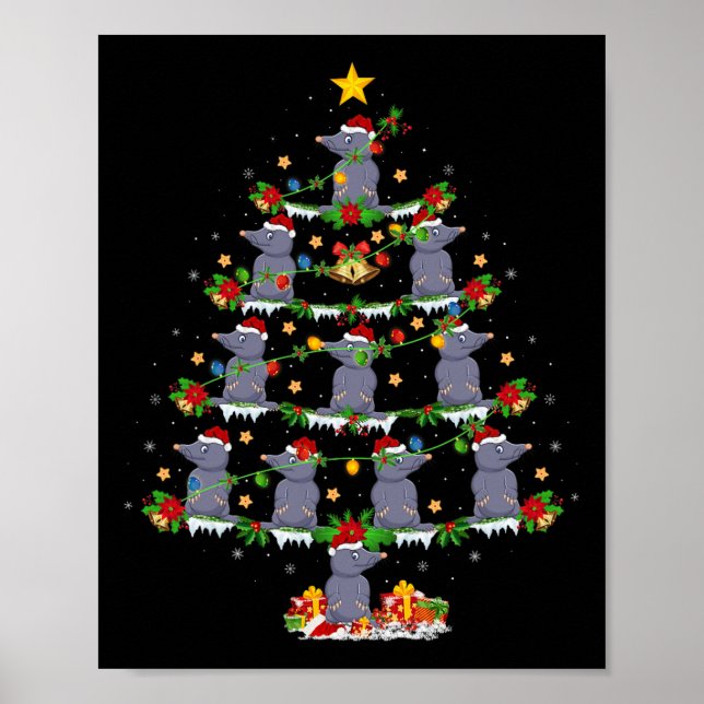 Pet Animal Julafton Ljus Santa Mole Julgran Poster (Framsidan)