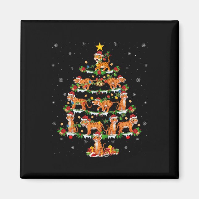 Pet Animal Julafton Ljus Santa Tiger Julgran Magnet (Framsidan)