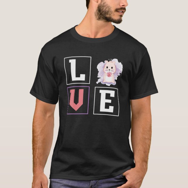 Pet Animal Valentines day Gift Hamster T Shirt (Framsida)