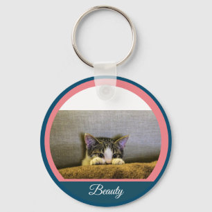 Pet Anpassningsbar Photo och Namn Keychain Nyckelring