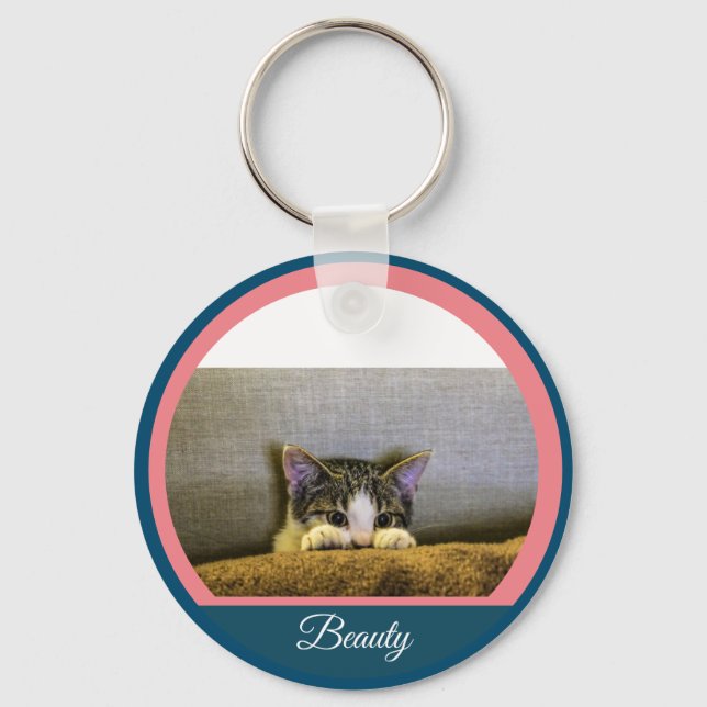 Pet Anpassningsbar Photo och Namn Keychain Nyckelring (Framsida)