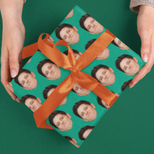 Pet Ansikte Photo Emerald Grönt Gift Wrapping Papp Presentpapper