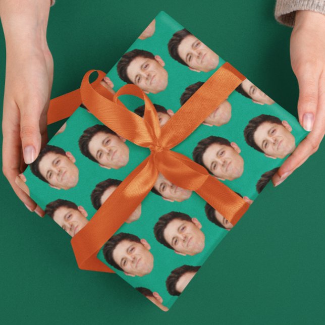 Pet Ansikte Photo Emerald Grönt Gift Wrapping Papp Presentpapper (Skapare uppladdad)