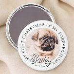 Pet är min första jul i hemmet Modern Magnet<br><div class="desc">Design består av modern typografi med sans serif- och serif-teckensnitt. Lägg till ett foto med anpassningsbar av adopterat sällskapsdjur och år.</div>