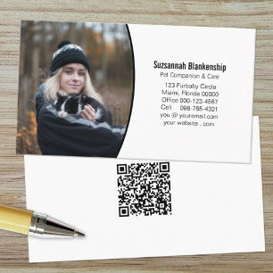 Pet Assion Black White Anpassningsbar Photo QR-kod Visitkort