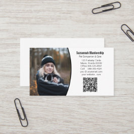 Pet Assion Black White Anpassningsbar QR-kod Foto Visitkort
