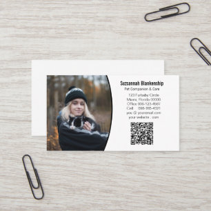 Pet Assion Black White Anpassningsbar QR-kod Foto Visitkort