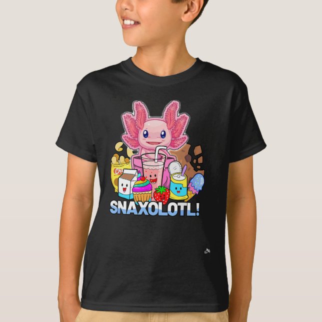 Pet Axolotl - Snaxolotl - Cute Snacks, Funny Kawai T Shirt (Framsida)