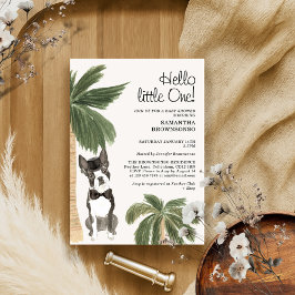 Pet Baby Shower Boy Rustic Boston Terrier Hund Inbjudningar