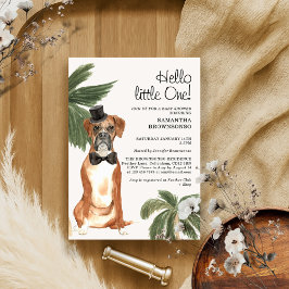 Pet Baby Shower Boy Tropical Handflatan Boxer Hund Inbjudningar