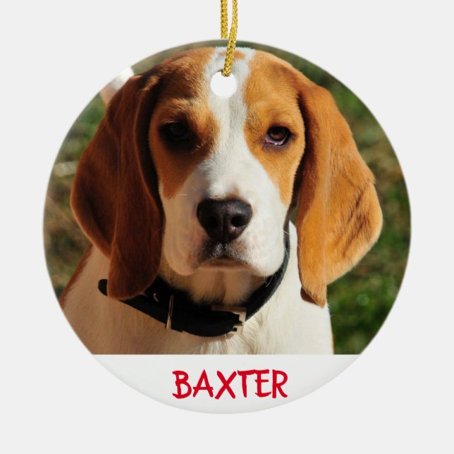 Pet Beagle Hund Photo Personlig Julgransprydnad Keramik (Framsidan)