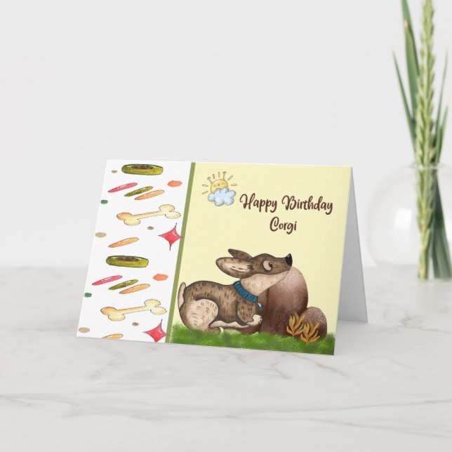 Pet Birthday Card för Corgi Hund. Kort (Framsida)